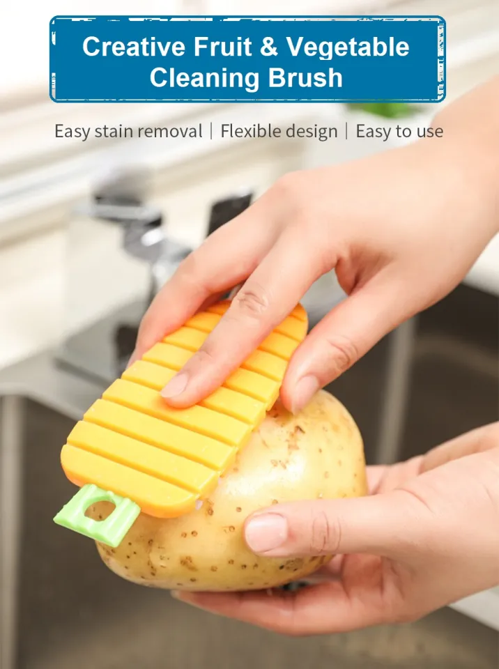 1pc Vegetable And Fruit Cleaning Brush, Potato And Carrots Scrubber,  Flexible Countertop Scrubbing Tool For Kitchen, Multi-functional
