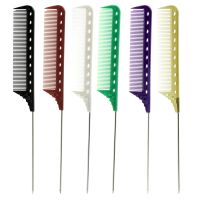 ELEGANT 9 Pcs/Lot Stainless Steel Rat Tail Comb 6 Colors Pro Hairdresser Hairstyling Comb Hairdressing Barber Cutting Tools In Resin