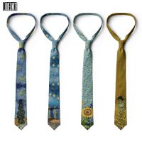Starry Night Van Gogh Sunflower Oil Painting Neckties For Men Women 8cm Wide Polyester Retro Art Shirt Casual Business Ties