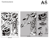 Technicolore สติกเกอร์เงาผีฮาโลวีนขนาดยักษ์, สติกเกอร์ติดหน้าต่างลายแม่มดค้างคาวโครงกระดูกฮาโลวีนตกแต่งปาร์ตี้สติกเกอร์ไฟฟ้าสถิต