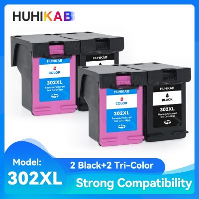 HUHIKAB 4X Ink Cartridge 302 For HP 302XL Compatible For HP Officejet 3830 3831 3832 3833 3834 4650 4652 4657 Inkjet Printer