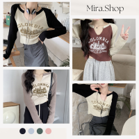 mira เสื้อแขนยาวรัดรูป วิเทจ 56335#