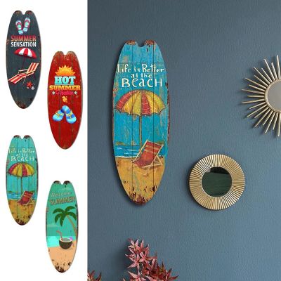 2PCS Wall Hanging Holiday Leisure Decoration Vintage Wooden Sign Surfboard Bar Decoration Mediterranean Style