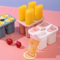 4 Hole PP Ice Cream Forms Popsicle Molds DIY Homemade Dessert Freezer Fruit Juice Ice Pop Cube Maker Mould Kitchen Gadgets Ice Maker Ice Cream Moulds