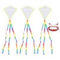 3 Sets DIY Coloring Kite Easy to Fly Kite Blank Long Tail Kites ChildrenS Blank DIY Kite Hand-Painted Color with Swivel Line