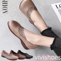 vivishoes รองเท้าหนังแท้ หัวกว้าง พื้นนิ่ม วินเทจ