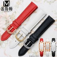 ★New★ Suitable for Lawston watch strap 3136 2057 lizard pattern womens watch chain 12mm red and white square womens watch wristband