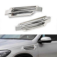 Universal 1คู่รถ Fender ด้านข้าง Air Flow Vent สติกเกอร์ตกแต่ง Intake Grille Silver