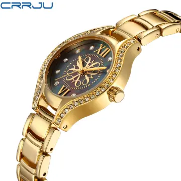 Crrju Japanese Women Stainless Steel Band Watches Ladies Quartz  Wristwatches Waterproof Mesh Bracelet Watch Relogio Feminino