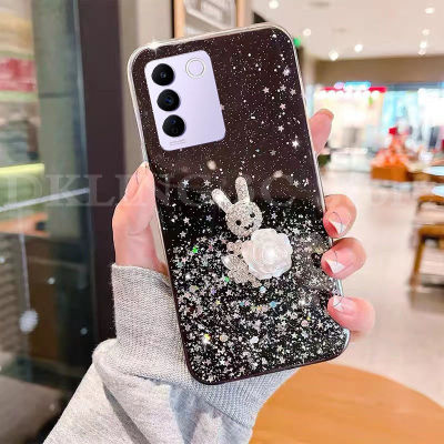 เคสโทรศัพท์กากเพชรแฟชั่นสำหรับ VIVO V27E 2023เคสโทรศัพท์มือถือโปร่งใสแบบ V27e เนื้อนิ่มลายกระต่ายปลอกโทรศัพท์มือถือน่ารัก Vivo