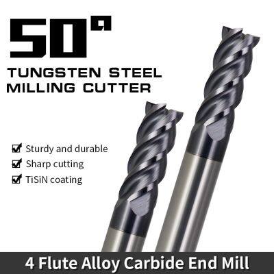 HRC50 คาร์ไบด์ End Mill Face Milling เครื่องมือตัดโลหะผสมทังสเตนเหล็กกัด 8mm 6mm 10mm 4mm EndMills สําหรับเครื่อง CNC