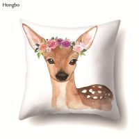 Hongbo Romantic New Years Gifts Christmas Elk Cushion Cover Sofa Home Decorative Throw Pillow Case Room Pillowcase