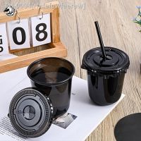 ▩◊ rfefefewfeerew Copo gelado portátil do latte animal de estimação dos copos café descartáveis em forma u 50 pces com tampa palha takeaway copo ar livre drinkware preto