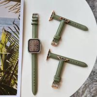 【Hot Sale】 Applicable to iwatch7 wrist strap S7654321 generation minority tide Korean style avocado green leather