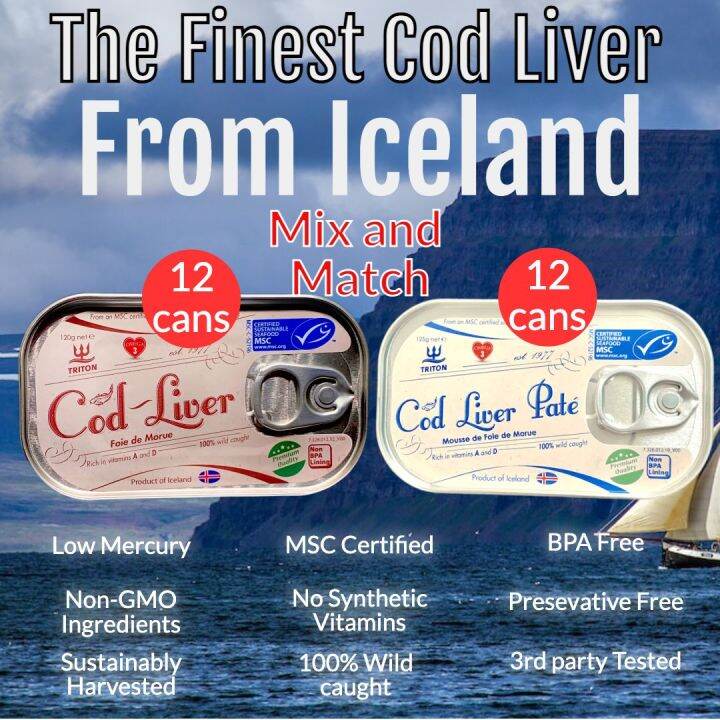 [Bundle of 24] ⚡️Mix and Match⚡️ Triton Iceland 12 cans of Cod Liver