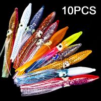 Hot!10pcs Soft Lure Squid Skirts 8cm Rubber Artificial Bait Lures Octopus Wobblers Tuna Kingfish Sailfish Marlin Baits