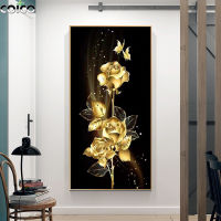 Black Golden Luxury Poster Rose Flower Butterfly Wall Art Canvas Painting with Frame Tree Pigeon Nordic Decor Abstract Picture