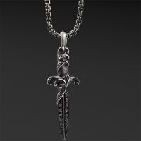 David Yurman Necklace WAVES DAGGER AMULET IN STERLING SILVER WITH PAVÉ BLACK DIAMONDS