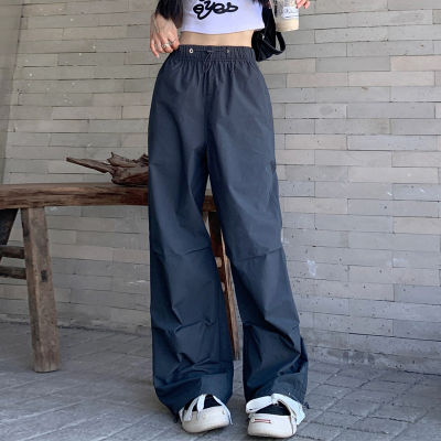 กางเกงขากว้างแนวสตรีทหลวมสำหรับผู้หญิง2023 K ชุดเอี๊ยมกางเกงฮิปฮอปของผู้หญิงแนวสตรีท MODE Korea
