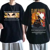 Rengoku Kyoujuro Double Sided เสื้อยืด Demon Slayer อะนิเมะ Kimetsu ไม่มี Yaiba T เสื้อแขนสั้นเสื้อยืดแนวฮิปฮอป Cotton Tee เสื้อS-5XL