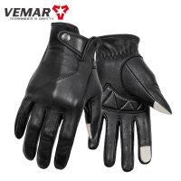 【CW】VEMAR Goat Leather Motorcycle Gloves Brown Vintage Moto Gloves Summer Autumn Retro Mens Motorbike Glove Full Finger