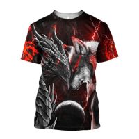 (in stock) Casual original style wolf dragon 3D digital printed mens t-shirt oversized hip-hop o neck short sleeved street wear (free nick name and logo)