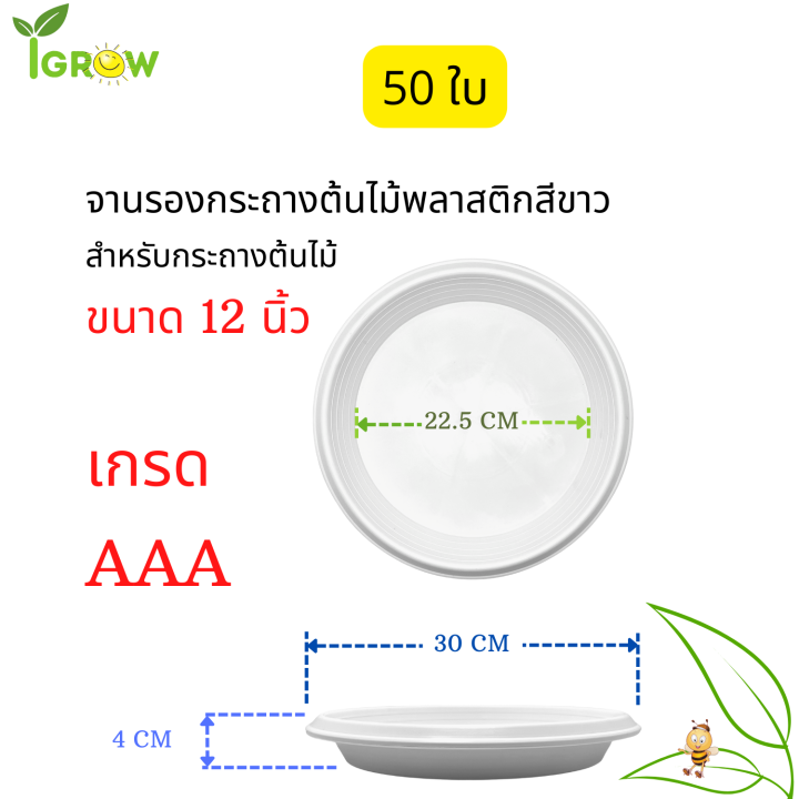 จานรองกระถางต้นไม้สีขาว-12-นิ้ว-เกรด-aaa-จานรองกระถางพลาสติก-ถาดรองกระถางต้นไม้-ถาดเพาะต้นไม้แบบกลมพลาสติกสีขาว-12-นิ้ว-เกรด-aaa