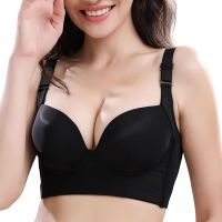 Womens Traceless Gathering Padded Bra Soft Breathable Strong Support Bust Correction Side Collection Adjustable Bralette