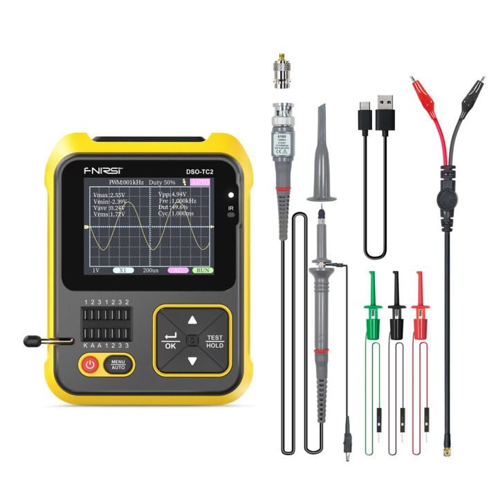 200khz-bandwidth-portable-handheld-oscilloscope-transistor-tester-digital-oscilloscope-2-in-1-testing-tool-pwm-square-waves-output-2-4-i-nch-color-display-with-backlight-multifunctional-oscilloscope