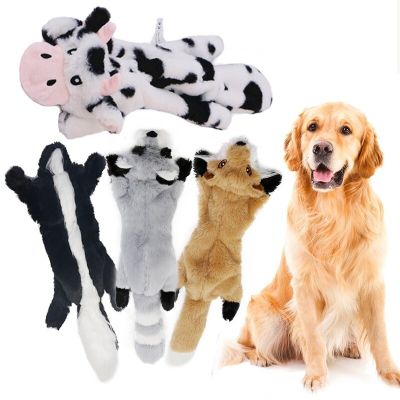 2023 New Cute Dog Plush Toys Squeak Pet Raccoon Fox Animal Plush Toy Dog Chew Squeaky Toy Whistling Involved Squirrel Dog Toys Toys