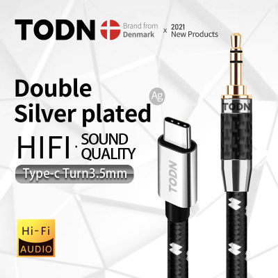 TODN type c to 3.5 jack aux audio usb c dac cable tipo c silver usb 32bits384khz Suitable for car，xiaomi, earphones, speaker