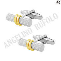 ANGELINO RUFOLO Cufflink(คัฟลิงค์) ดีไซน์ Curve กระดุมข้อมือคัฟลิ้งโรเดียมคุณภาพเยี่ยม ตัวเรือนสีเงิน/ทอง