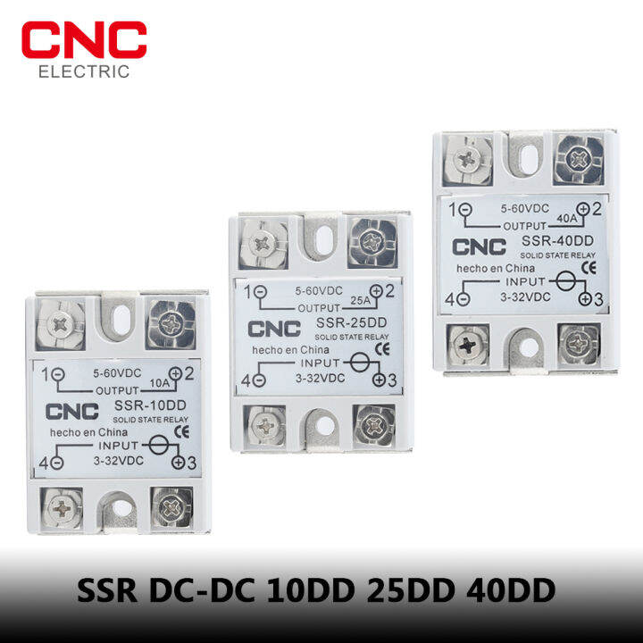 cnc-โซลิดสเตรีเลย์-ssr-25dd-40dd-dc-ควบคุม-dc-สีขาวเชลล์เฟสเดียวที่มีฝาครอบพลาสติกอินพุต3-32โวลต์เอาท์พุท5-60โวลต์