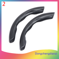 dongchengdianzi 2pc 15นิ้ว Car Anti-Skid พวงมาลัยสีแดงคาร์บอนไฟเบอร์ฝาครอบพวงมาลัย