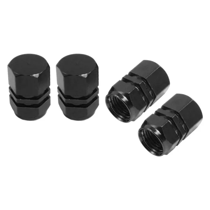 4 Pcs Black Metal Hexagon Auto Car Tyre Tire Valve Cap Cover Lazada.co.th
