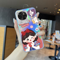 เคสโทรศัพท์พร้อมใช้งานสำหรับ Itel S23เด็กผู้หญิงเคสโทรศัพท์สลายเลเซอร์ลายการ์ตูนสโนว์ไวท์สายรุ้งใสขอบบางเฉียบ TPU นุ่มมากเคสกันกระแทกมีสีสันบัตรเลเซอร์ในตัว