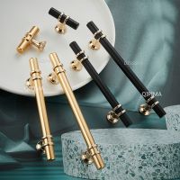 Gold Cabinet Kitchen Pull Jewelry Box Hardware Wardrobe Furniture Handle Zinc Alloy Solid T Bar Drawer Cupboard Knob Black