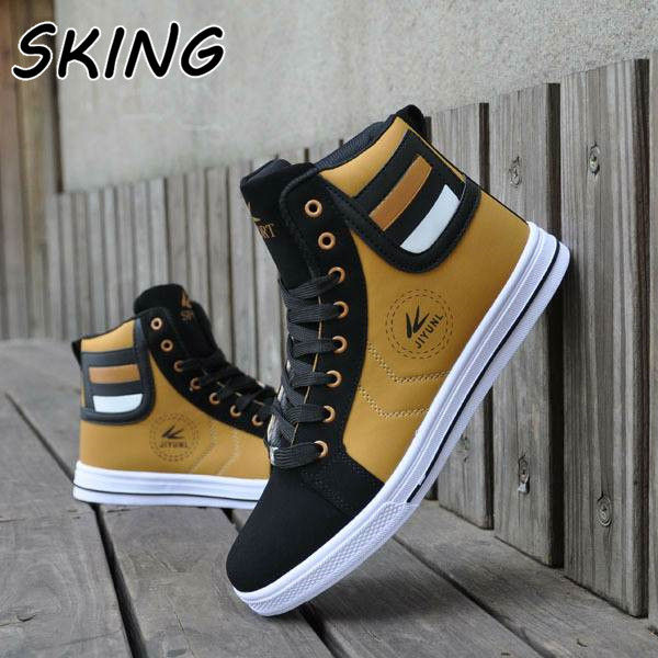 Mens Casual Shoes Canvas Oxfords High Top Leather Shoes Sneakers Fashion New