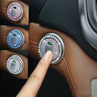 【cw】 Car One-click Start Button Car Interior Engine Ignition Start Stop Button Protective Cover Crystal Decoration Car Accessories