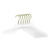 5 Pcs Clear Clothes Hangers with Gold Hook, Transparent Shirts Dress Coat Hanger with Notches for Lady Kids