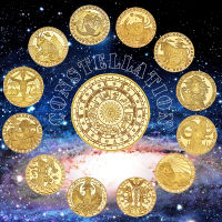 WR สิบสอง Constellations Zodiac Gold Plated เหรียญสะสมเดิมเหรียญที่ระลึกท้าทายเหรียญของขวัญวันหยุดสำหรับเด็ก-iodz29 shop