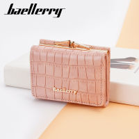 Baellerry กระเป๋าสตางค์แบบสั้นสำหรับผู้หญิงรุ่นใหม่กระเป๋าใส่เหรียญสามพับลายหินสไตล์เกาหลีกระเป๋าใส่บัตรแฟชั่นผู้หญิง