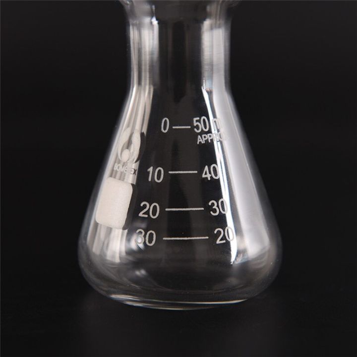in-stock-bkd8umn-แก้วสามเหลี่ยมกว้าง50แก้วใสมิลลิลิตรฟลาสค์รูปทรงกรวยขวดทดลองพลาสติกแลบรารี