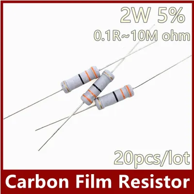 20pcs 2W Carbon Film Resistor 5 0.1R 10M 1.2R 4.7R 10R 33R 100R 330R 1K 2.2K 3.3K 6.8K 10K 22K 47K 100K 1M 100 220 330ohm