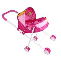 Doll Stroller For Toddlers Kids Play Stroller With Soft Grip Handle Kids Play Stroller Doll Pram With Adjustable Canopy And