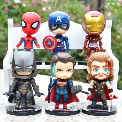 Q Version 6pcs Marvel Avenger American Captain Garage Kit Ironman Superman Mini Action Figure Toy