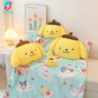 ตุ๊กตาของเล่นตุ๊กตายัดไส้กวางสีส้ม Sanrio Pom Purin ตุ๊กตาหมอนนุ่มเบาะนุ่ม Kuromi Cinnamoroll การ์ตูน Kawaii My Melody ตุ๊กตาผ้ากำมะหยี่ของเล่น Hiasan Kamar เด็ก