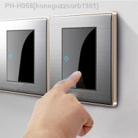 86 Type 1 2 3 4 Gang 1 Way 2 Way LED Random Click Switch Mirror Acrylic Household Stainless Steel Brushed Panel Light Switch