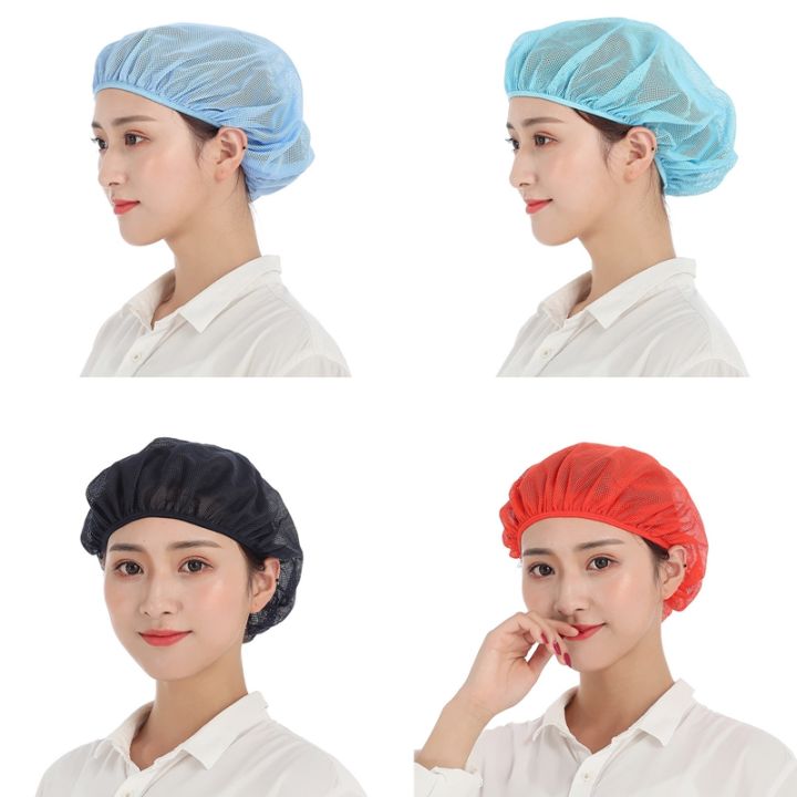 lijing-หมวกทำงานซักได้-หมวกตาข่ายโรงงานอาหารหมวกของผู้หญิงหมวกระบายอากาศกันฝุ่น