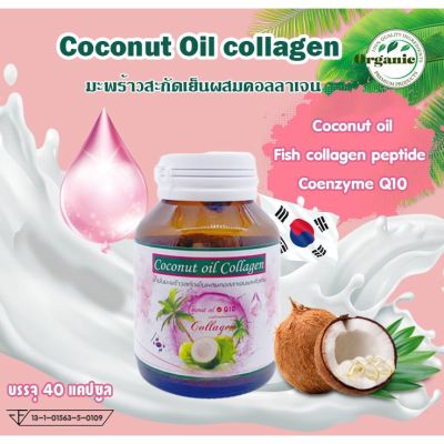 [ส่งฟรี] ของแท้💯% Coconut Oil Collagen น้ำมันมะพร้าว ผสมคอลลาเจน และคิวเท็น Q10 (40แคปซูล/1)
